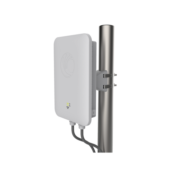 Access Point WiFi cnPilot e501S para exterior, IP67 grado industrial, Filtros para coexistencia con redes LTE, doble banda, antena sectorial 90-120 grados y puerto PoE secundario
