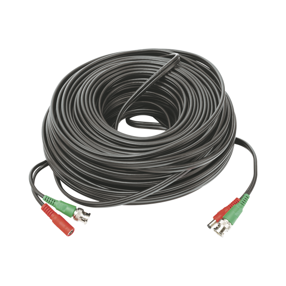 Cable Coaxial Armado con Conector BNC (Video) y Alimentación / Longitud de 50 mts / Optimizado para Cámaras 4K / Uso en Interior