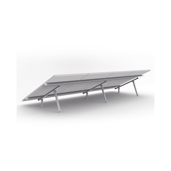 Montaje extra largo de aluminio anodizado para techo o piso de concreto,  de alta resistencia a climas extremos y rápida instalación para arreglo 1x4 módulos fotovoltáicos de 40mm de espesor