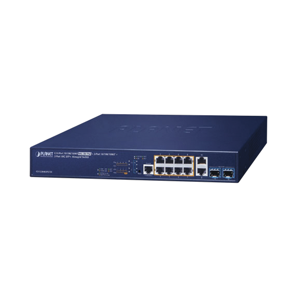 Switch Administrable Capa 3, 8 Puertos 10/100/1000 Mbps c/PoE 802.3bt, 2 Puertos Gigabit Uplink, 2 Puertos SFP+ 10 G