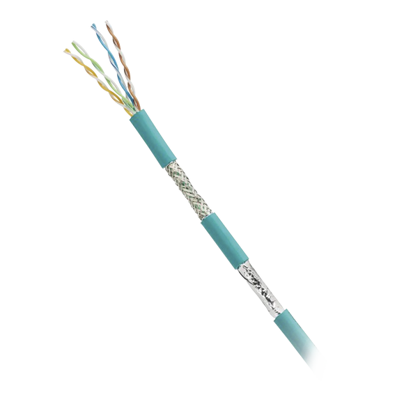 Bobina de Cable Blindado SF/UTP, Cat5e de 4 Pares, Uso Industrial, Multifilar (Flexible), Color Azul Cerceta, Bobina de 305m