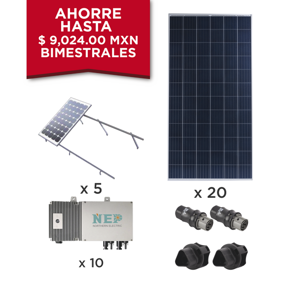 Kit Solar para interconexión de 5.5 kW de Potencia, 220 Vca con Micro Inversores y Paneles Policristalinos