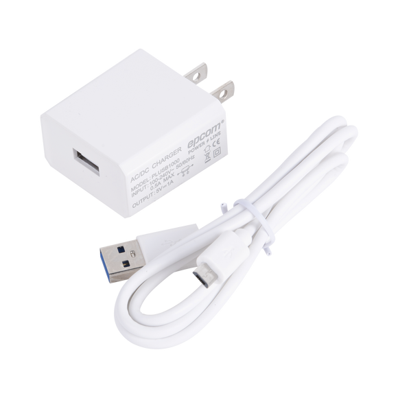 Cargador USB profesional de 1 Puerto, de 5 Vcc, 1 Amper Para Smartphones y Tablets; Voltaje de entrada de 100-240 Vca