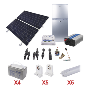 Kit de Energía Solar Para Refrigerador de 105 L e Iluminación Led de Alta Eficiencia Para Aplicaciones Aisladas de la Red Eléctrica