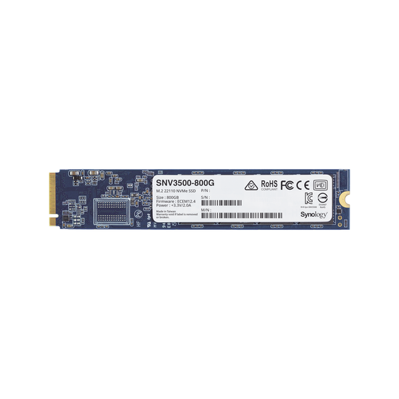 SSD 800GB NVMe M.2 22110, diseñada para Synology NAS con ranuras M.2 integradas