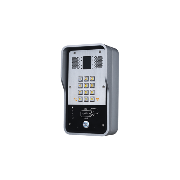 Portero IP  2 líneas SIP con relevador integrado, Lector RFID para acceso por clave numérica, tarjeta o llamada remota, PoE